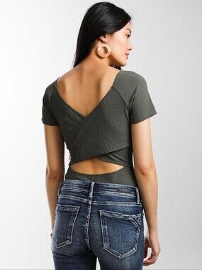 Buckle Bodysuit Red By bke Women’s Sage Cross-Back
